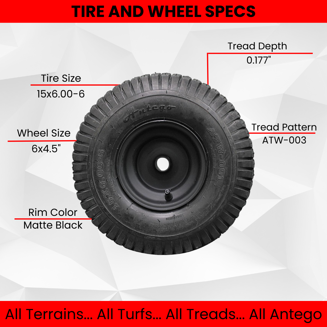 (Qty: 1) Matte Black Universal Fit 15x6.00-6 Tires & Wheels 4 Ply for Lawn & Garden Mower Turf Tires .75" Bearing
