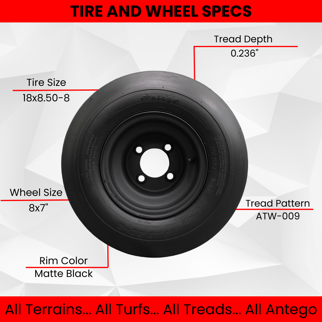 Set of Two 18x8.50-8 Matte Black Tire Assemblies
