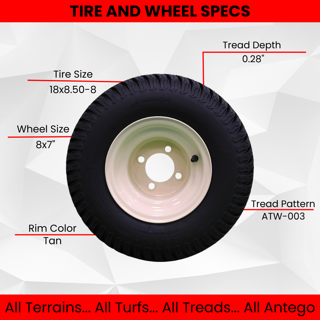 18x8.50-8 Beige Steel Lawn Mower Assemblies (Qty: 1) Compatible with Cub Cadet RZTL 2010-2018 RZTS 2010 and Newer Models