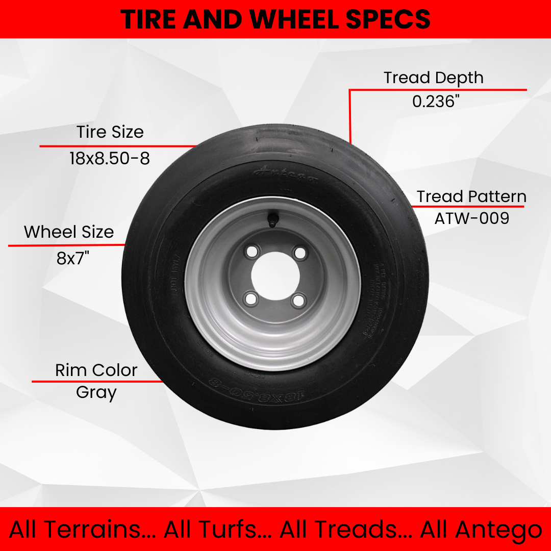18x8.50-8 ATW-009 Gray Tire Assembly