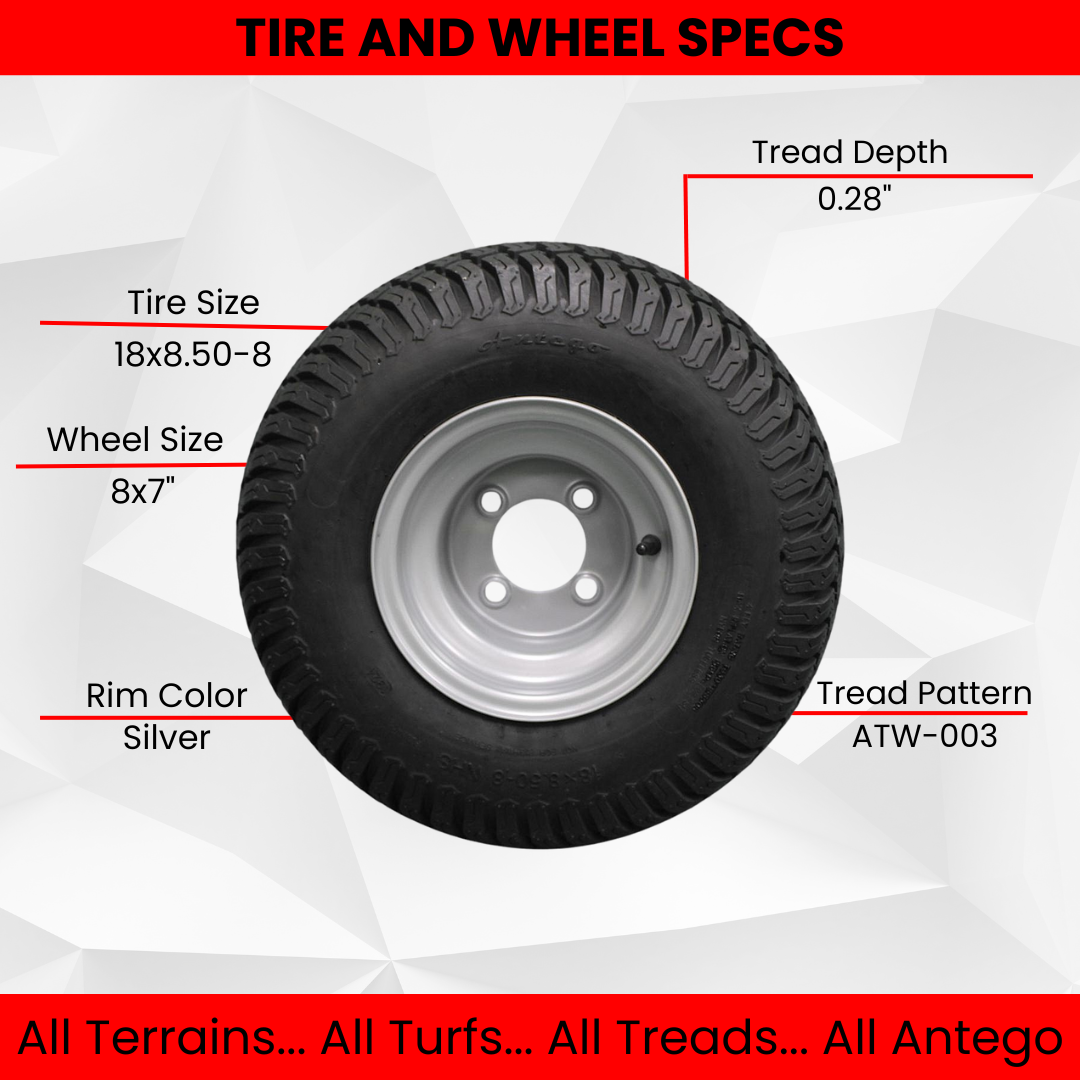 Set of Four 18x8.50-8 Gray Tire Assemblies