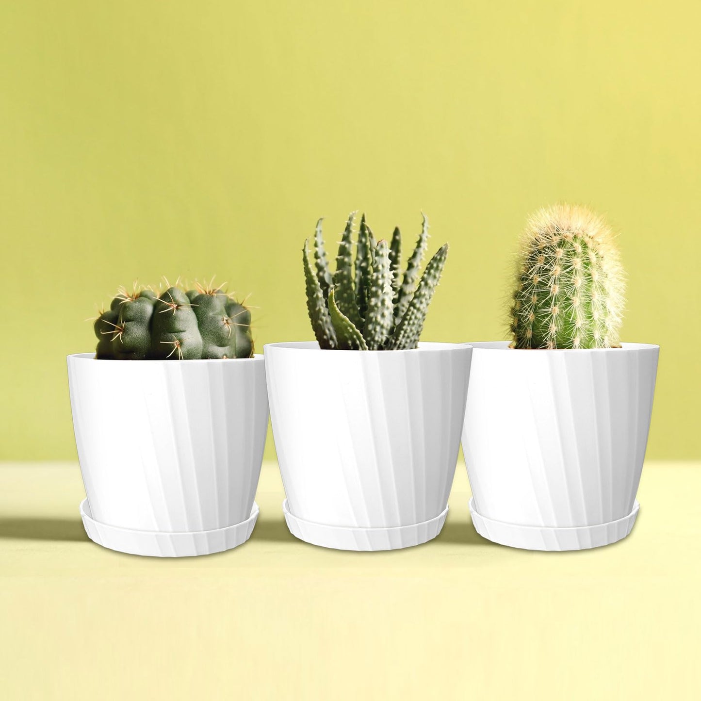 Layhit 30 Pcs 4.5 Inch White Plastic Plant Pots with Drainage Holes & Saucers
