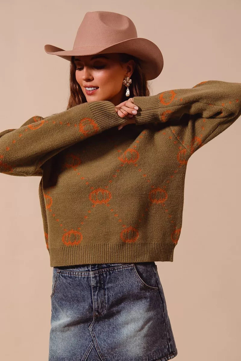 SO ME Pumpkin Rhombus Halloween Thanksgiving Sweater