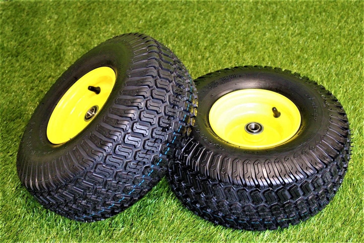 15×6.00-6 4 Ply Tires with 6×4.5 John Deere Wheels .75″ Bearing (Set of 4 Assemblies)