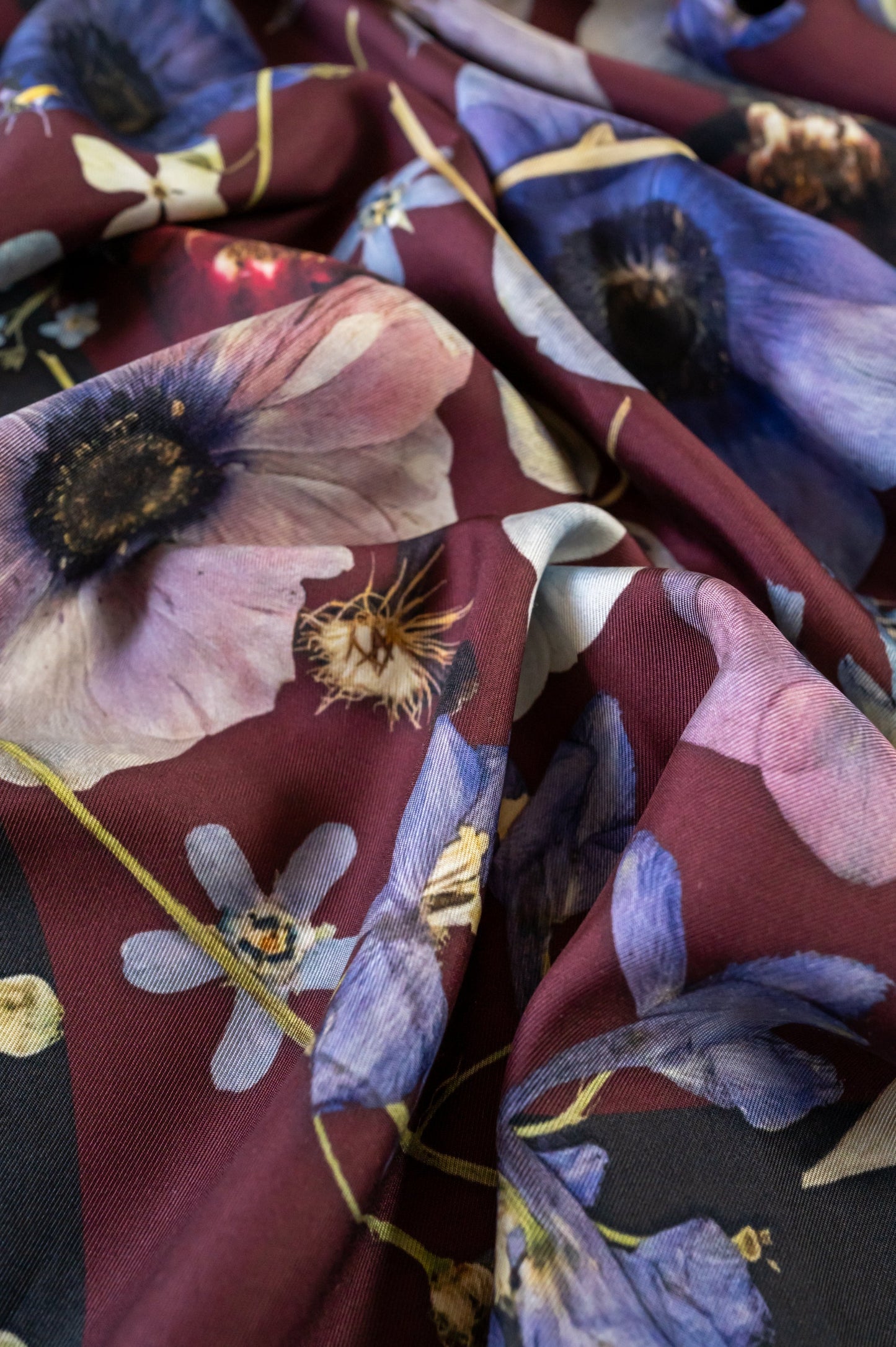 Dark Bloom Silk Scarf