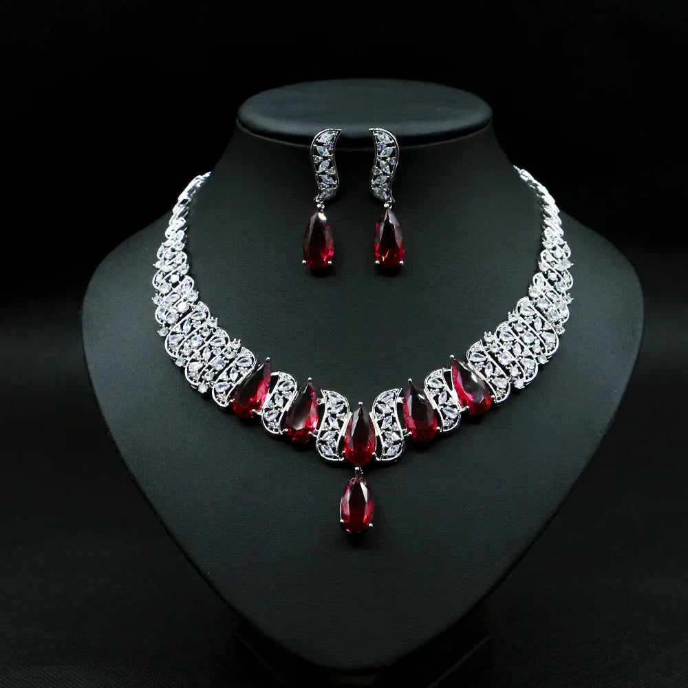 Luxury 2pcs Bridal Zirconia Jewelry Sets for Women