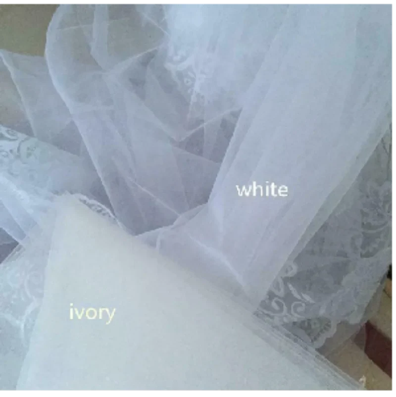 Luxury shiny sequins bridal church veil lace edge 1-layer metal comb 5 meters long