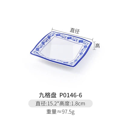 Melamine Dinnerware Blue and White Porcelain Snack Plate Special-Shaped Creative Tableware Commercial Use