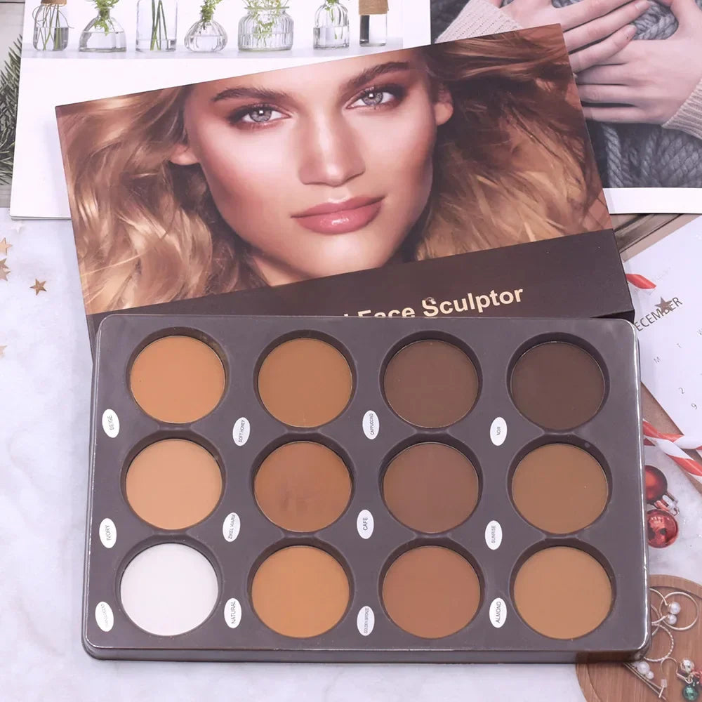 Face Makeup Women 3D Contouring Shadow Wheel Color Palette Bronze glazed Matte