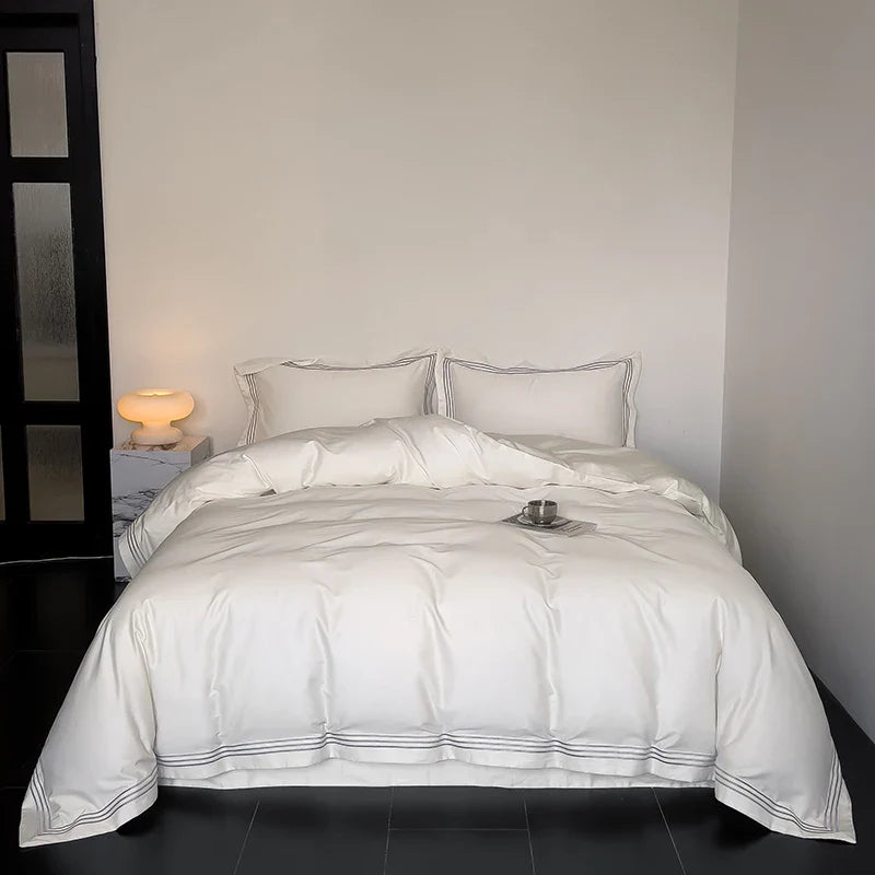 Luxury 1000TC Egyptian Cotton Solid Color Hotel Style Embroidery Bedding Duvet cover Set
