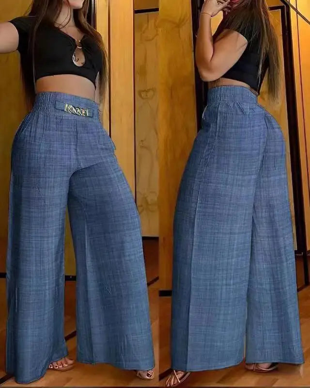 High Waist Elegant Wide Leg Women Pants