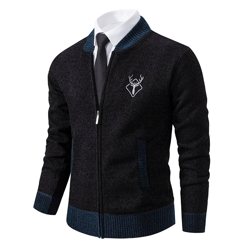 Men's winter warm padded knitted cardigan sweater