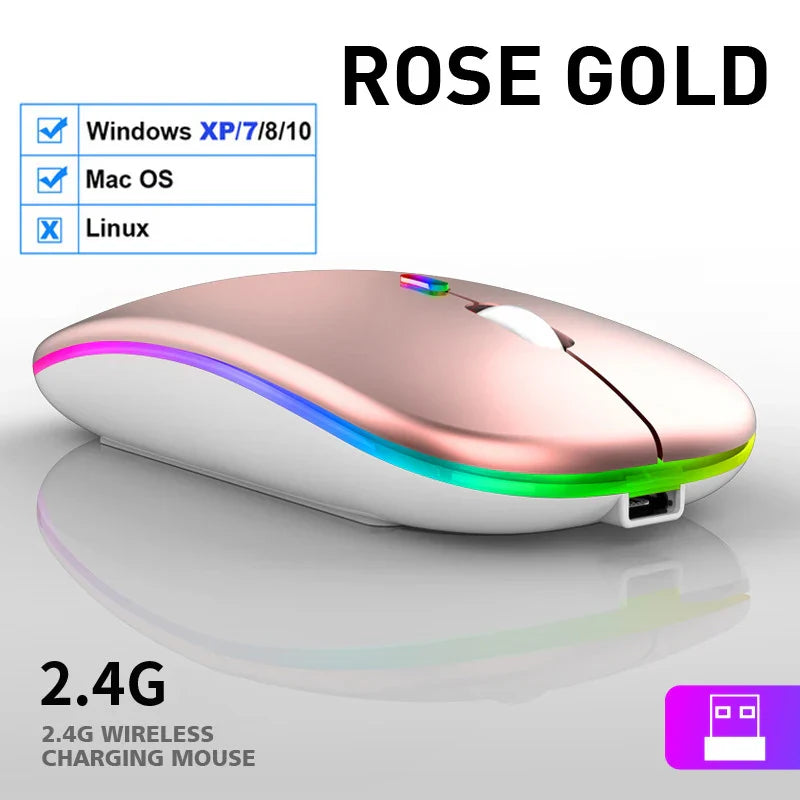 LED Wireless Mouse USB Rechargeable