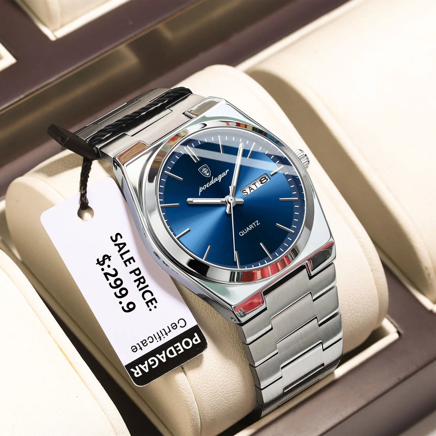 Men's Luxury Quartz Watch Stainless Steel Waterproof Luminous Date Week