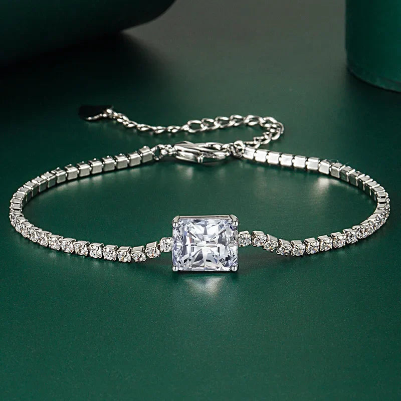 Moissanite Tennis Bracelets for Women Luxury Wedding Engagement Jewelry 925 Sterling Silver Bangles Plated 18K white gold