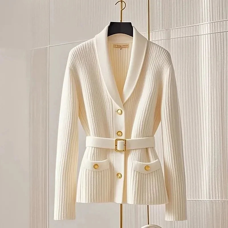 Women V-Neck Cardigan Slim Knitted Sweaters Jacket