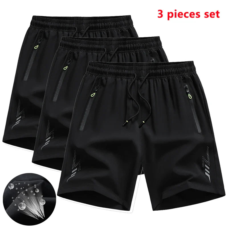 3 Pieces Men's Running Shorts Sports Gym Quick Dry Workout Training Fitness Jogging Short Pants