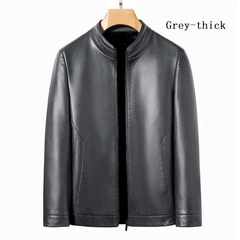 Men's Business Casual Natural Sheep Thin Leather Jacket