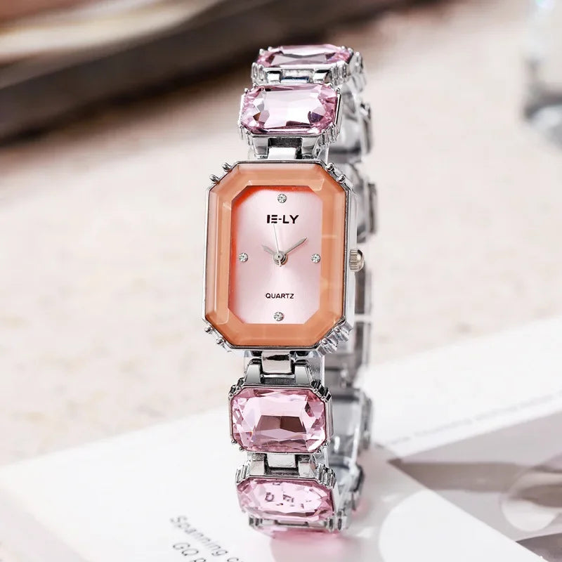 Women Watch Big Diamond Bracelet Strap Quartz