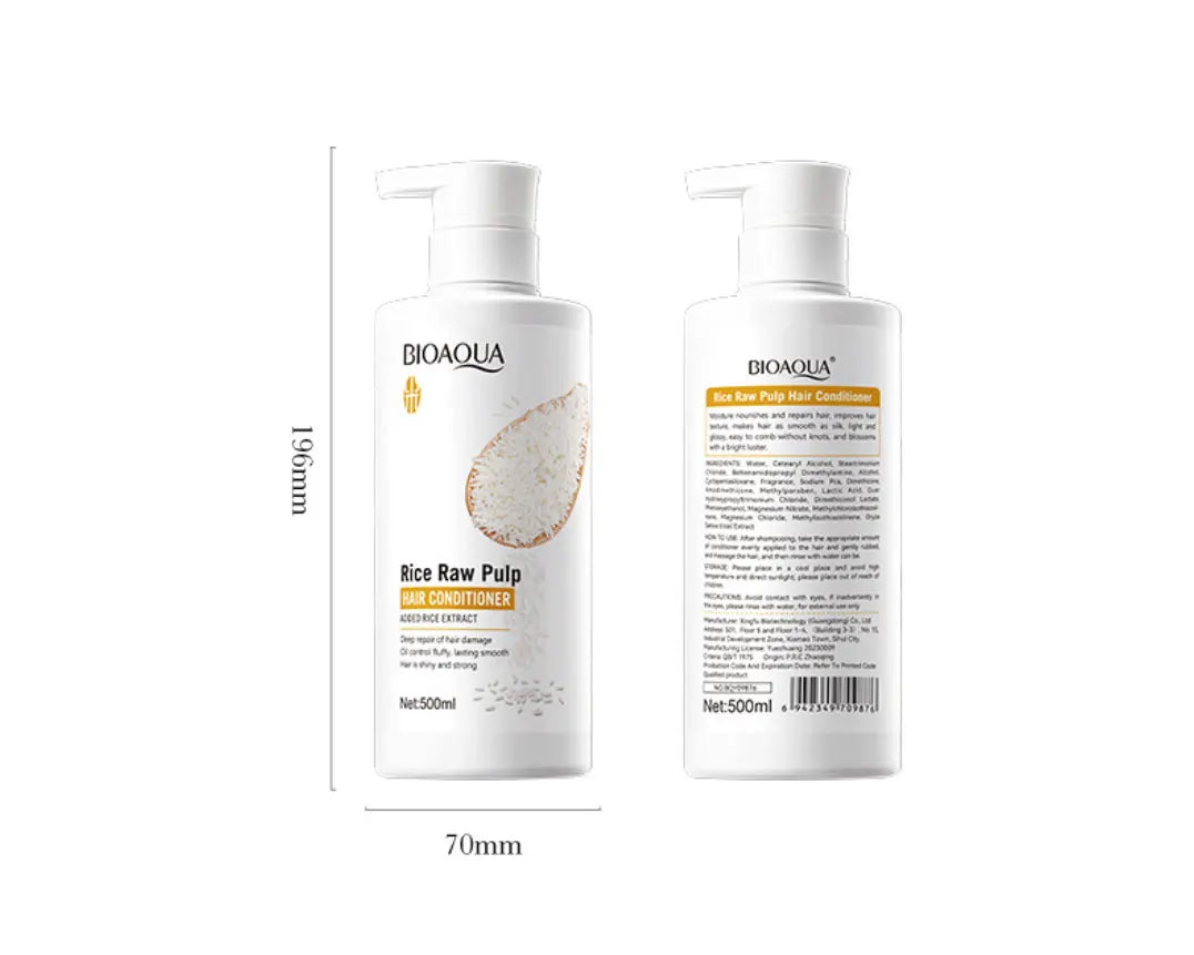 500ml Rice Conditioner Deeply Repairs Damaged Hair, Controls Oil Moisturizes, Leaves Hair Volumizing, Smooth, Shiny, And Elastic