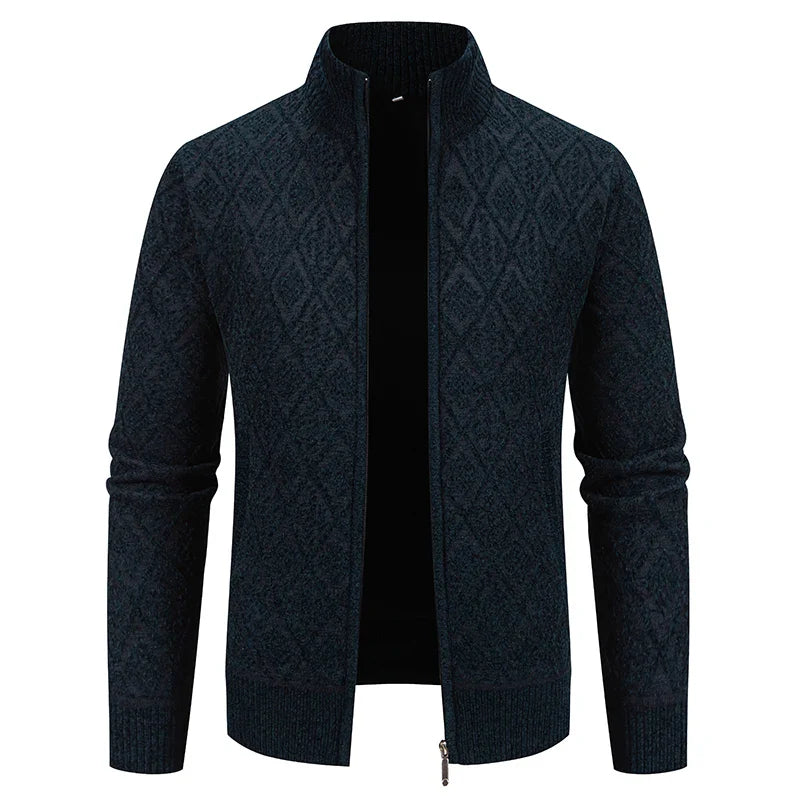 Men's Winter Jacket Thick Warm Casual Fleeced Windbreaker Knitting Jackets Autumn Spring Cardigan Coat Stand Collar