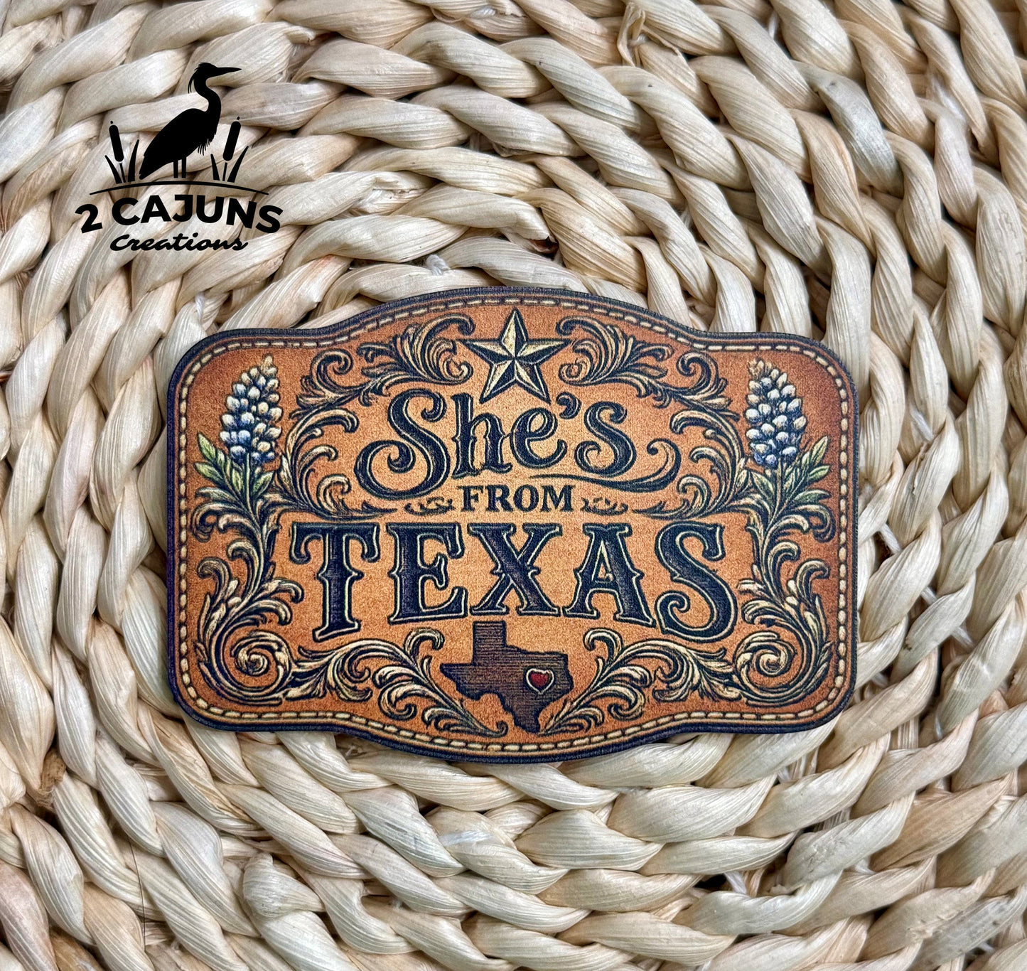 She's From Texas UV Printed Hat Patch