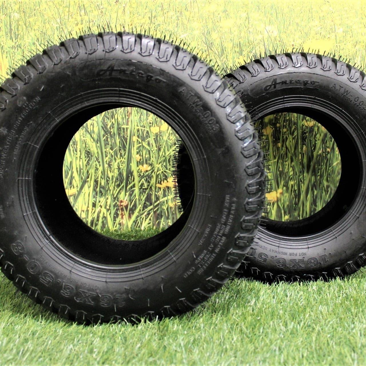 16X6.50-8 4 Ply Turf Tires for Lawn & Garden Mower (Set of Two)