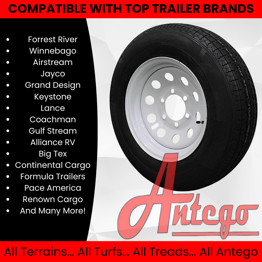 (Set of 2) Antego Tire and Wheel 205/75R15 Highway Terrain – 15.0-Inch Rim, 8-Ply-Ply Strength, Load 107.0, Speed M – Heavy-Duty Trailer Tire | A15604520116108ST20575R15-B2