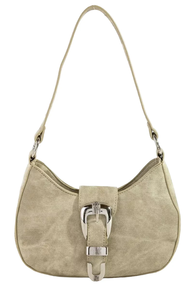 Fame Buckle Detail Hobo Shoulder Bag