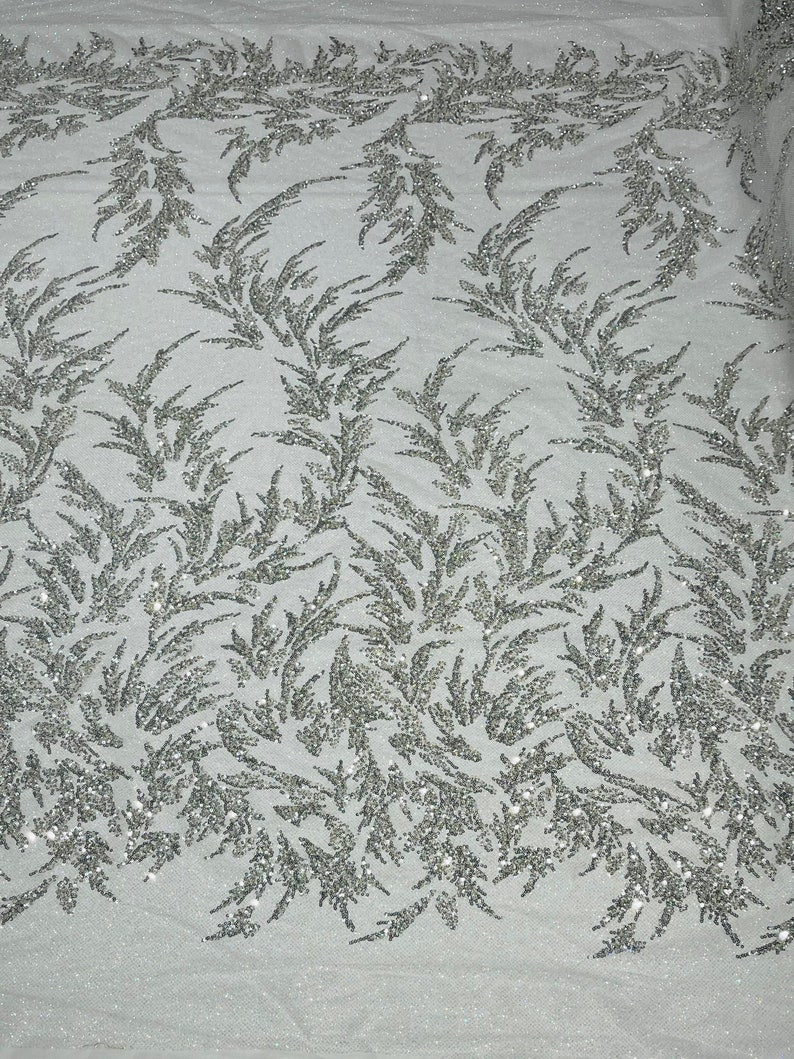 Fashion Beaded Lace With Glitter Mesh 54" Wide| New Creations Fabric & Foam Inc.