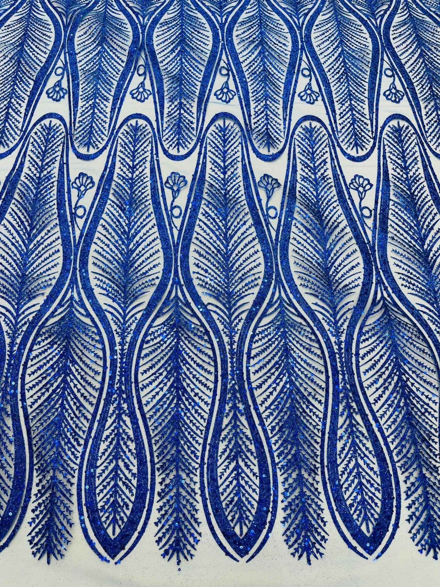 Glitter Feather Design 54" Wide| New Creations Fabric & Foam Inc.