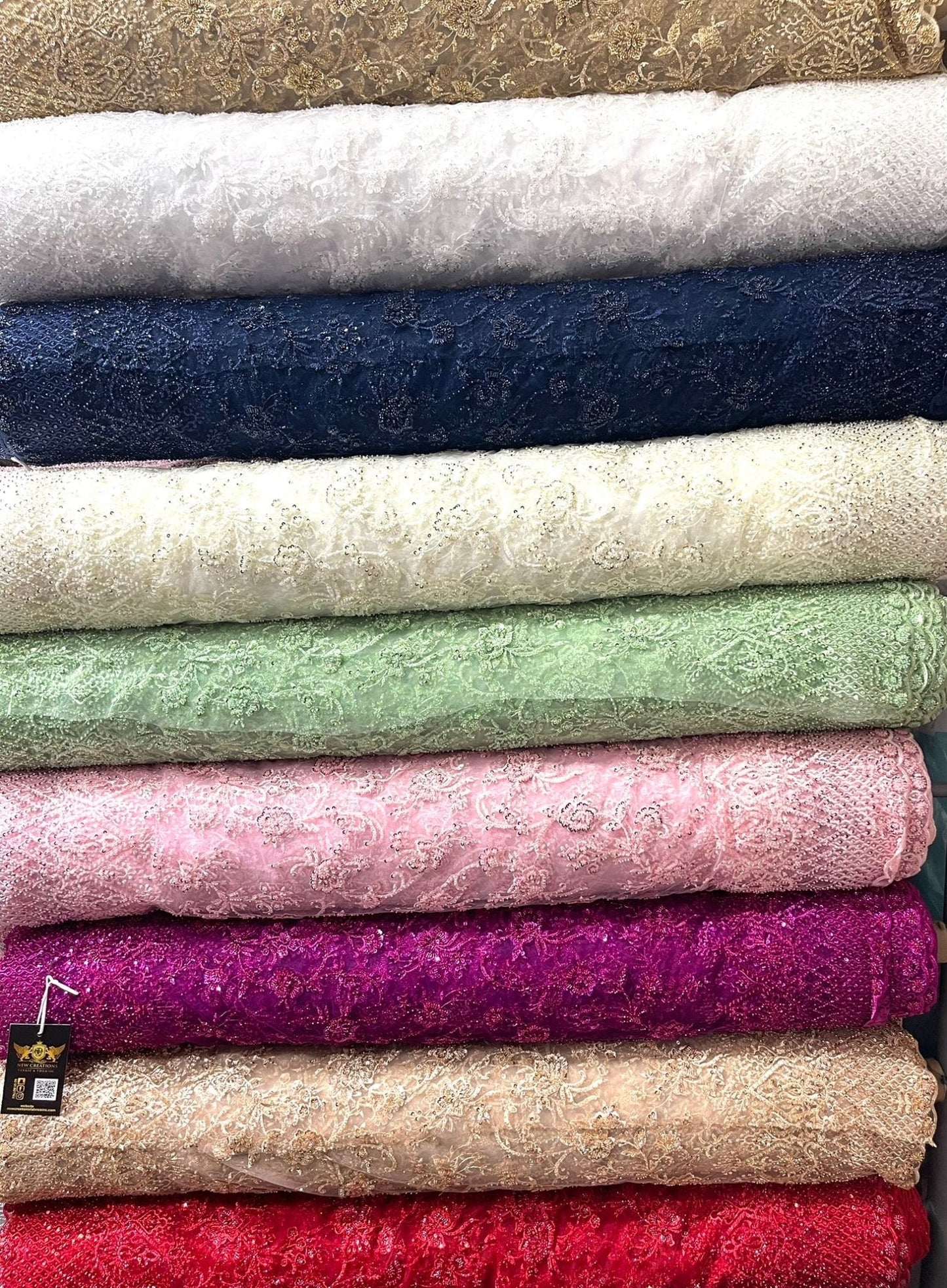 Modern Luxury Beaded Fabric 54” Wide| New Creations Fabric & Foam Inc.