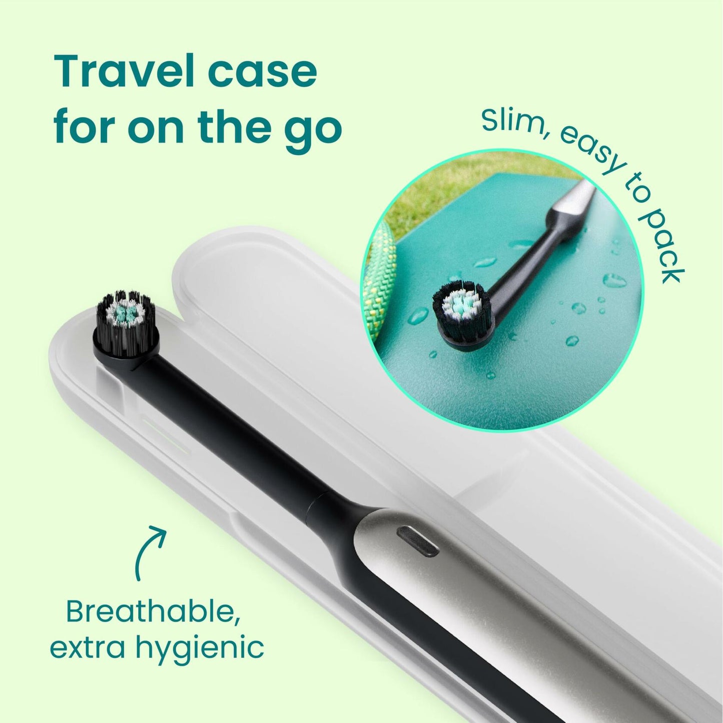QuipRev 360 Oscillating Rechargeable Electric Toothbrush Soft Bristles Blue Mist