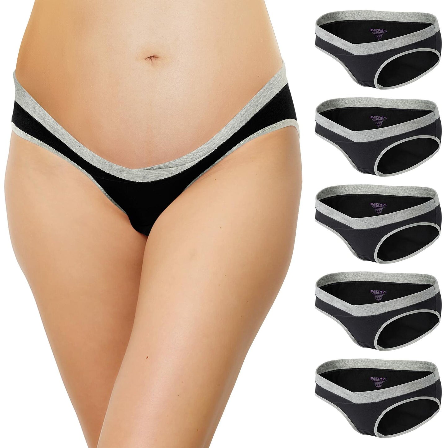 INNERSY Women's Maternity Underwear Cotton Soft Breathable 5 Pack Black Size S