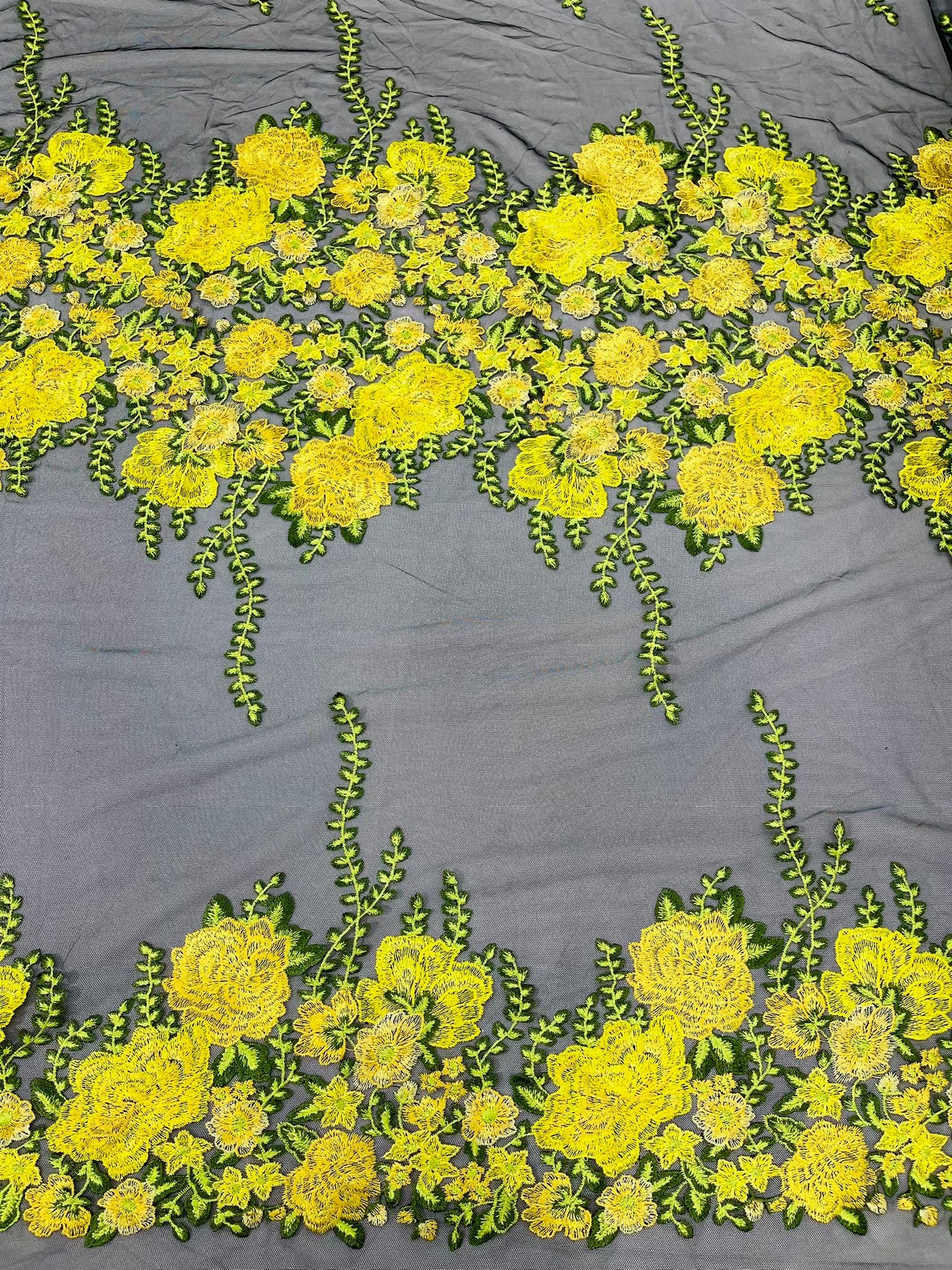 Roses Multi Color Floral Design Embroider On Mesh Lace Fabric| New Creations Fabric & Foam Inc.