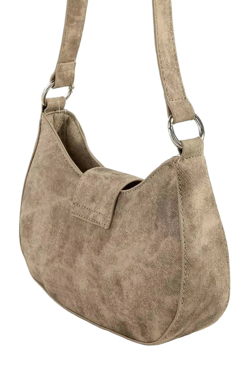 Fame Buckle Detail Hobo Shoulder Bag