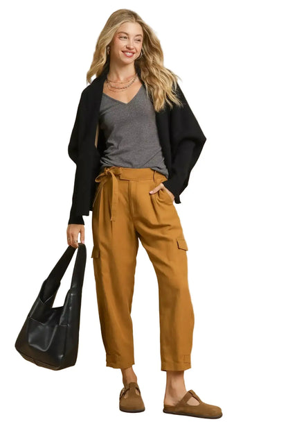 Umgee Open Front Cardigan with Front Pockets