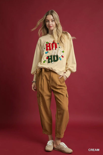 Umgee HO Applique French Terry Sweatshirt