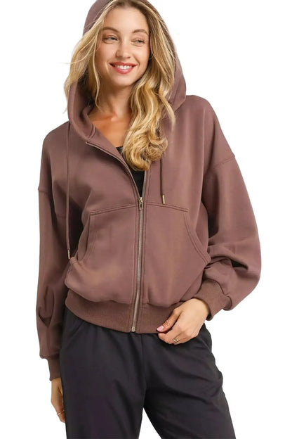 Umgee Zip-Up Fleece Hooded Jacket