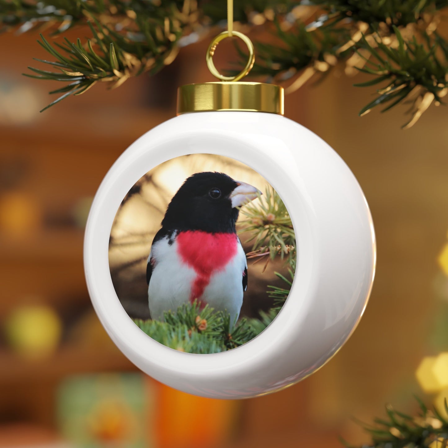Rose-breasted Grosbeak - Christmas Ball Ornament