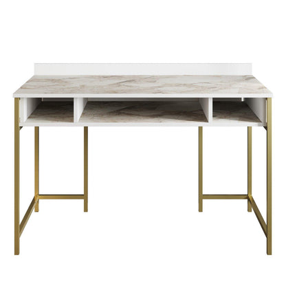 Tumata 47'' Wide Metal Wood Computer Desk with Open Shelves