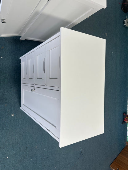 Bathroom Storage Cabinet with 4 Drawers and 1 Door, Freestanding Wooden Floor Organizer for Bathroom, Narrow Storage Cabinet for Small Spaces, Entryway, Living Room or Hallway, White