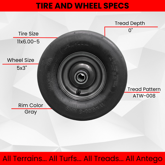 11x6.00-5 Tire Wheel Assy to Perfectly Replace Ariens/Gravely 07101105. Fits on Ikon XL Zero Turn (Set of Four)