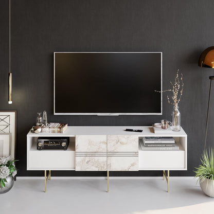 Derin 71" Media Console and TV Stand with Cabinets and Shelves for TVs up to 80"
