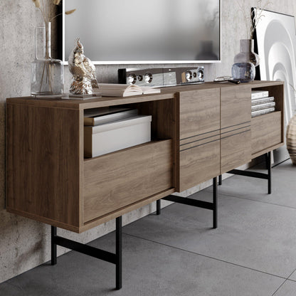 Derin 71" Media Console and TV Stand with Cabinets and Shelves for TVs up to 80"