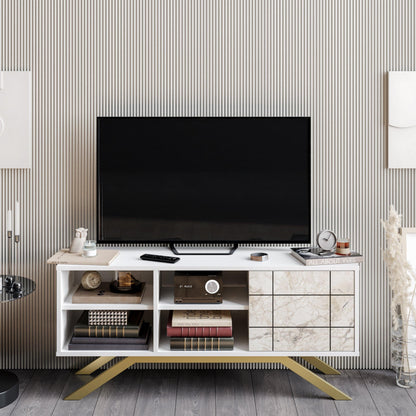 North 51" TV Stand and Media Console with A Cabinet and Shelves