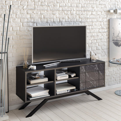 North 51" TV Stand and Media Console with A Cabinet and Shelves