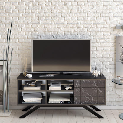 North 51" TV Stand and Media Console with A Cabinet and Shelves