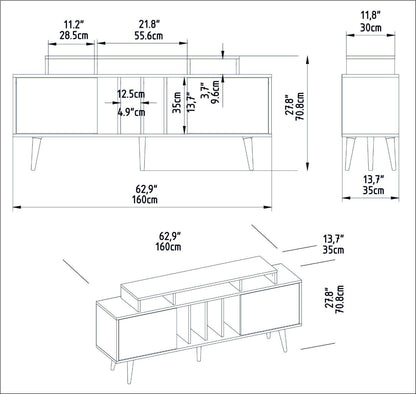 Derin 71" Media Console and TV Stand with Cabinets and Shelves for TVs up to 80"