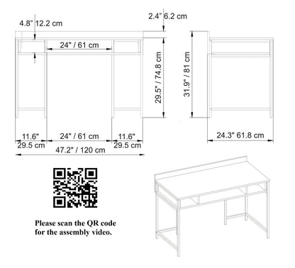 Tumata 47'' Wide Metal Wood Computer Desk with Open Shelves